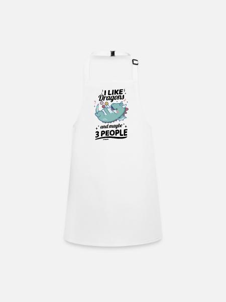 J’aime les dragons et peut-être 3 personnes - Tablier Enfant - blanc - Devant