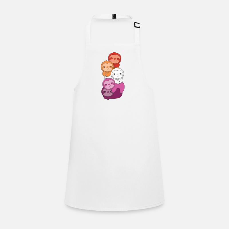 Lesbian Flag Pride LGBTQ Cute Sloth Bunch Tablier Enfant