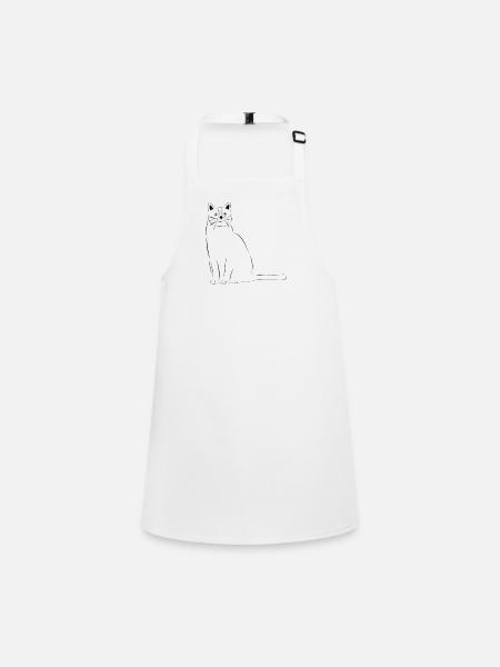 Chat dessiné - Tablier Enfant - blanc - Devant