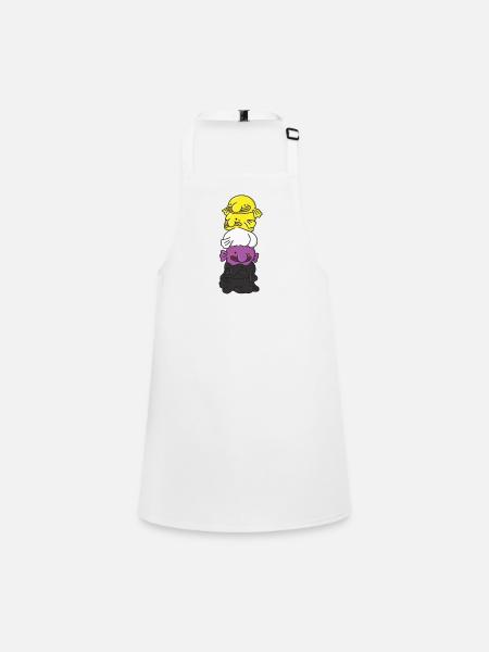 Drapeau non binaire Fierté non binaire LGBTQ Blobfish - Tablier Enfant - blanc - Devant