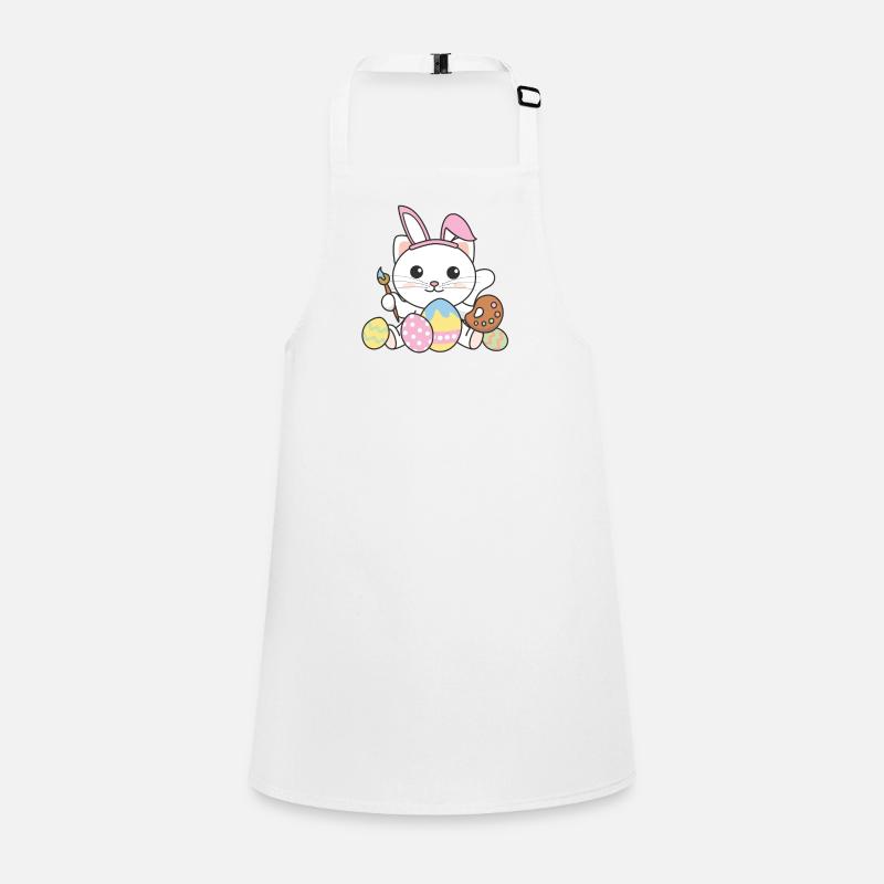 happy easter cute cat Easter with Easter eggs Children's Apron