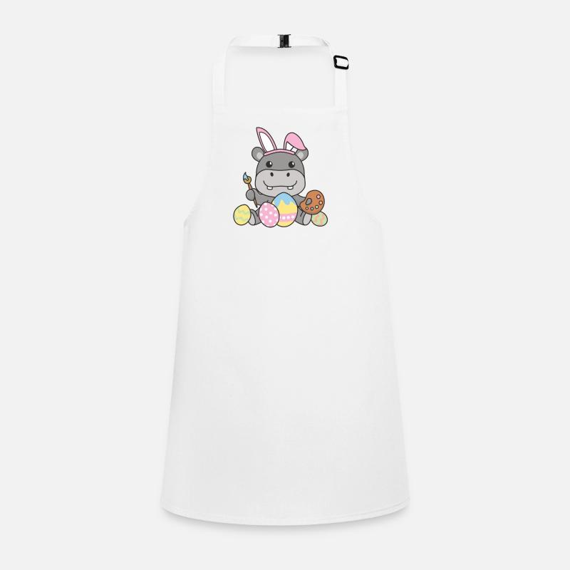 happy easter sweet hippo Easter with Easter eggs Children's Apron