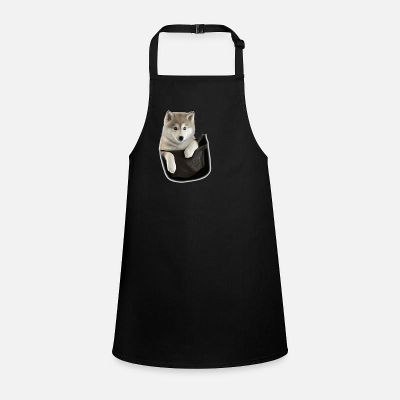 Cute Grey Wolf in Pocket Funny Wolves Graphic Children's Apron