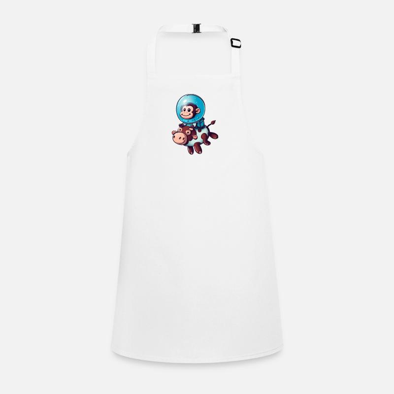 Monkey on Cow Rocket Shake Astronaut Cosmonaut Children's Apron