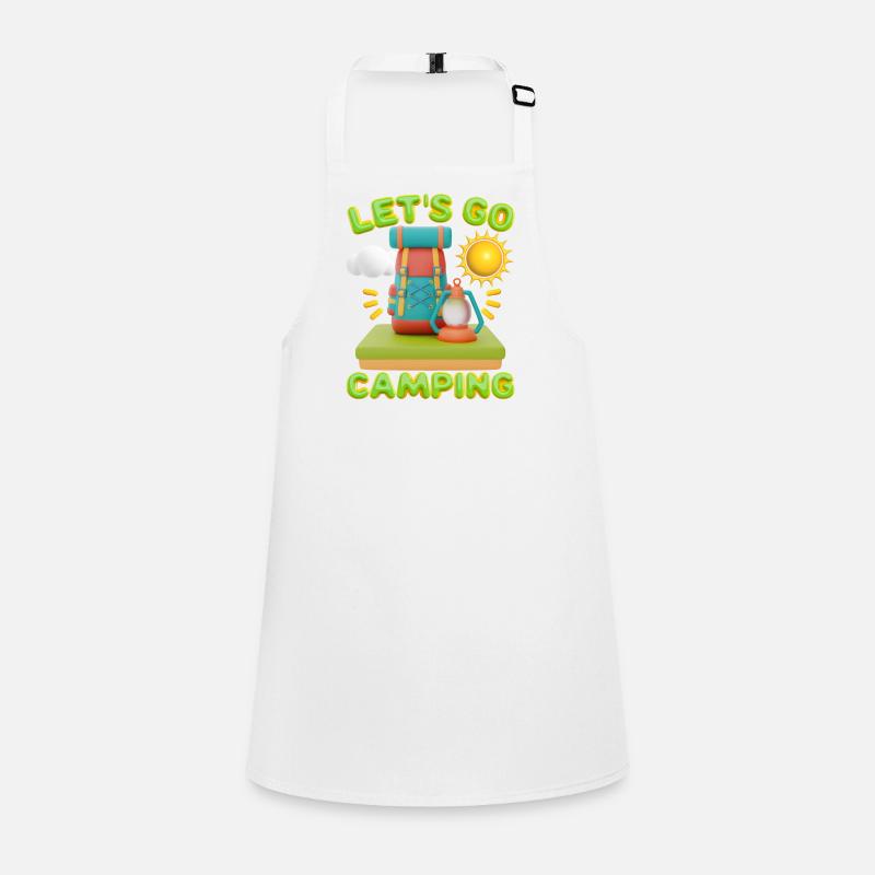 Camping, slogan with backpack in 3d design Children's Apron