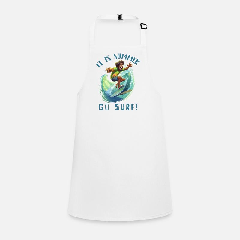 Funny hippie with a surfboard - surfer Children's Apron