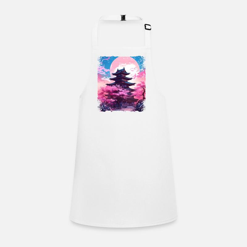 Vaporwave Cherry Blossom Sakura Tree in a Temple Children's Apron