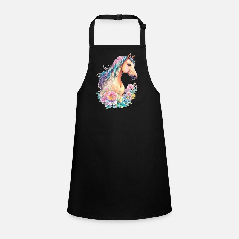 Belle Jument Pony Cheval Fleurs Design Floral Tablier Enfant