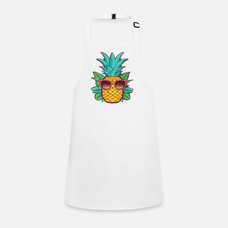 Cartoon Pineapple Summer with Sunglasses Good Vibes Children's Apron