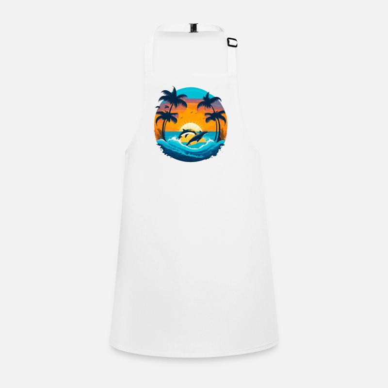 Coucher de soleil avec les dauphins Tablier Enfant