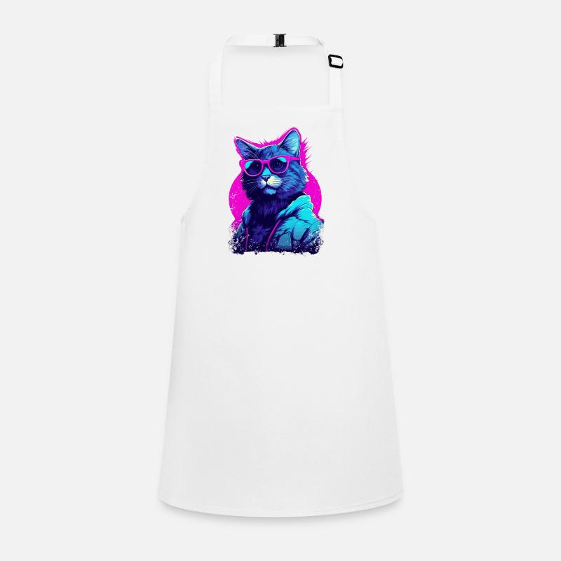 Vaporwave Aesthetic Cat Wearing Sunglasses Children's Apron