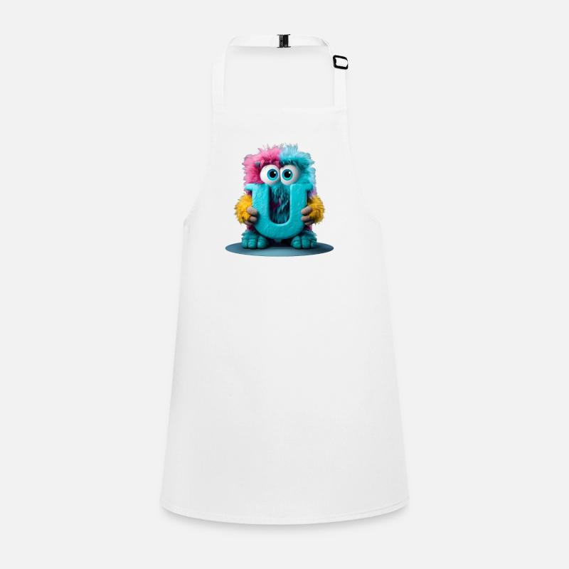 Monstre multicolore tenant la lettre U Tablier Enfant