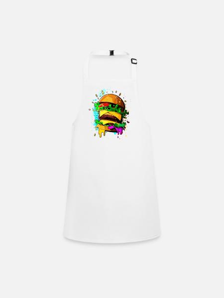 Graffiti Burger Cheeseburger coloré - Tablier Enfant - blanc - Devant