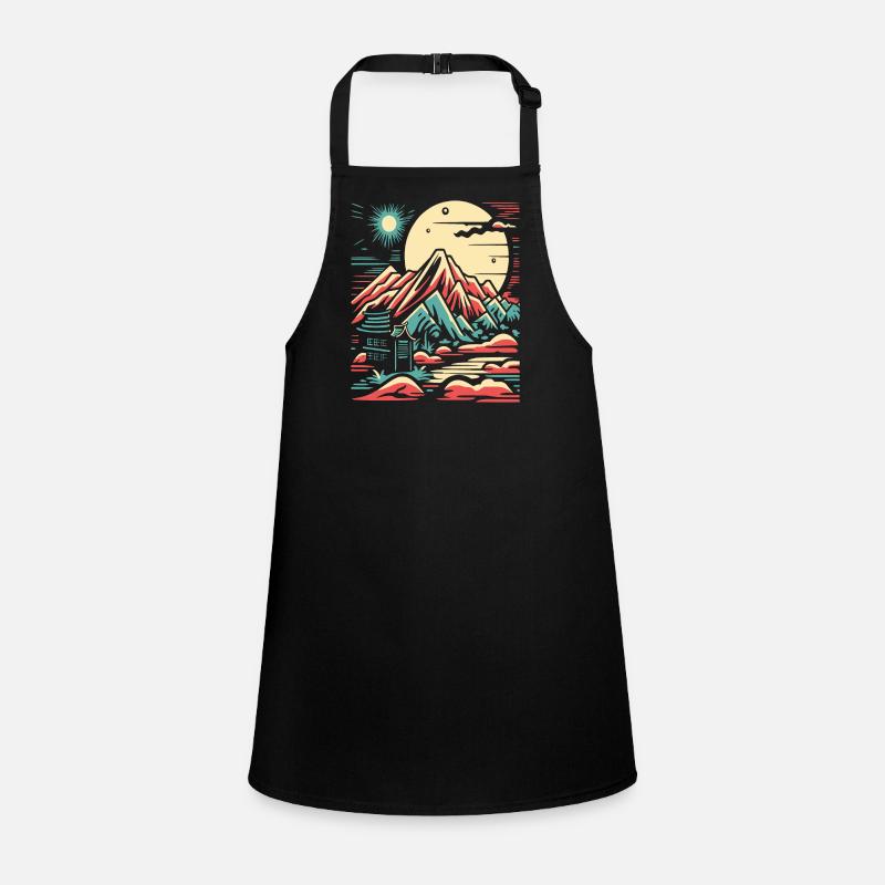 Japanese mountain scenery and temples Children's Apron