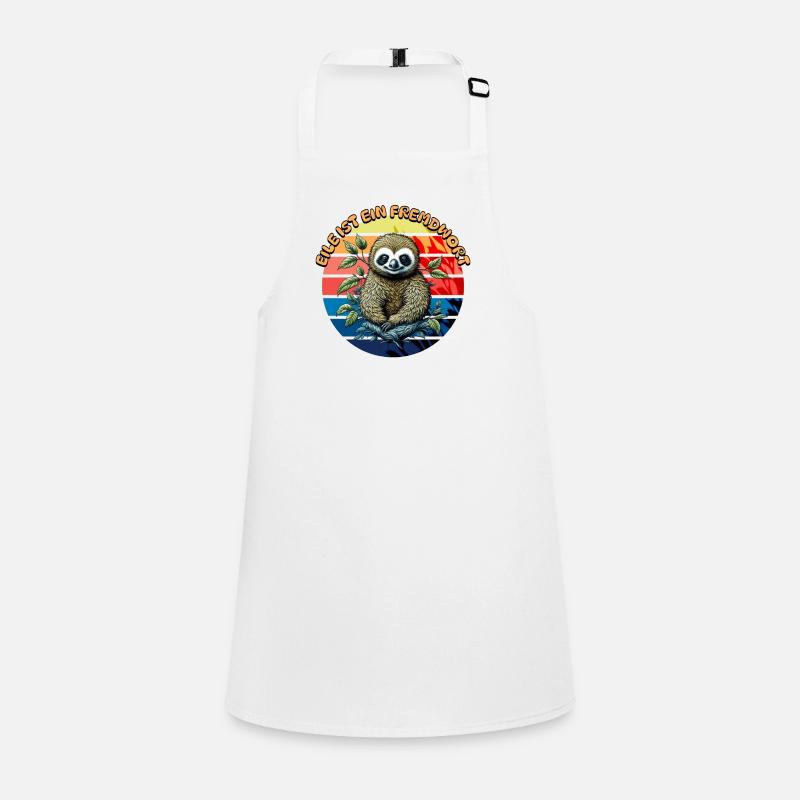 Retro Sloth on Sun Stripes Children's Apron