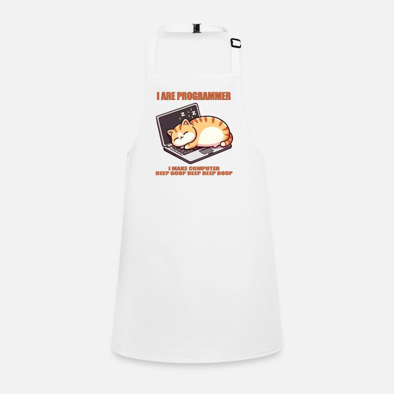 I are programmer, fat sleeping cat - Children's Apron - white