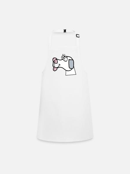 cute dog dog head cheerful pets kids - Children's Apron - white - Front