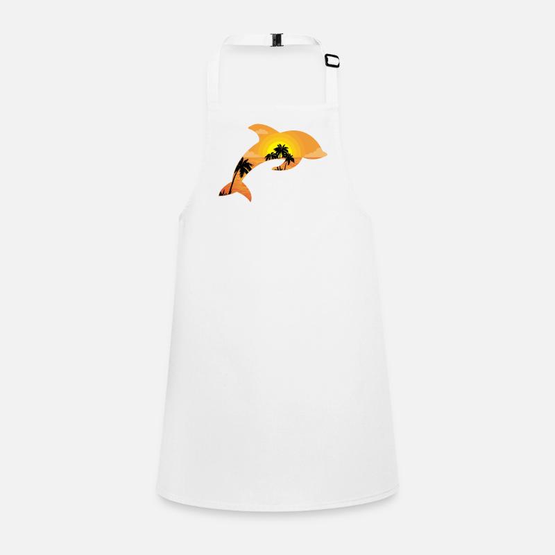 Dolphin Palm Tree Sunset Schürze für Kinder