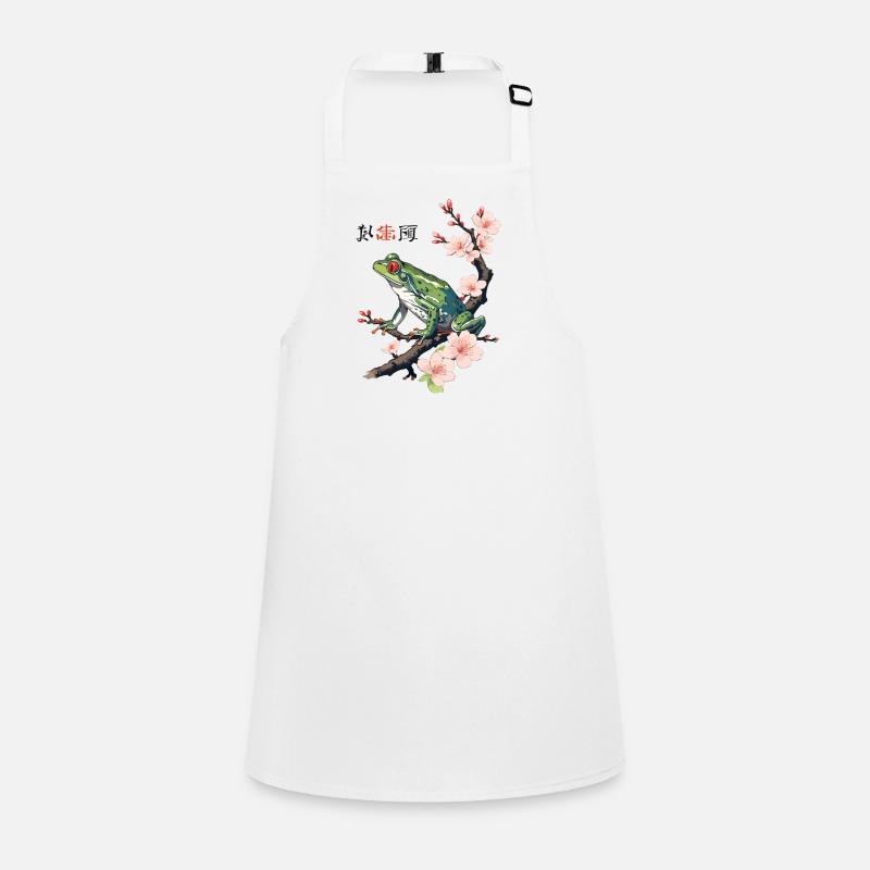 Japanischer Baumfrosch Kirschblüten Retro Schürze für Kinder