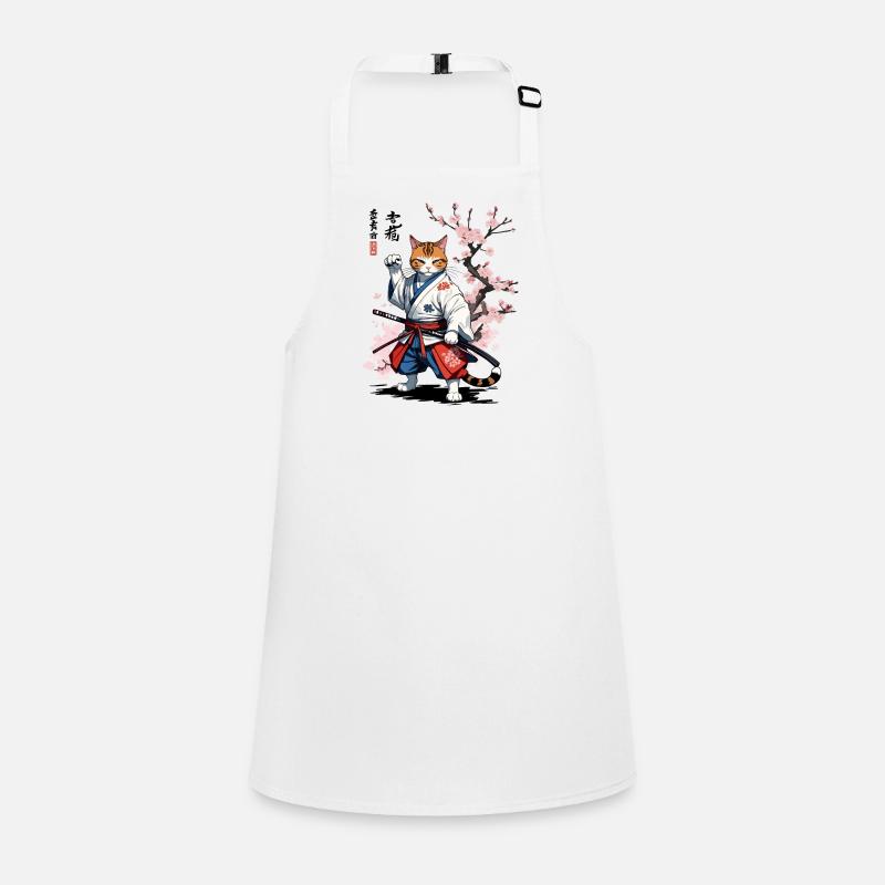 Samurai Katze Ukiyo-E Streetwear Design Schürze für Kinder