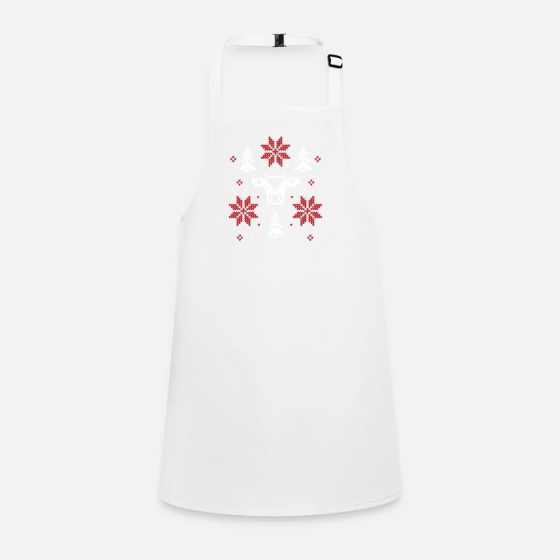 Cerf festif & flocons de neige pull de Noël moche Tablier Enfant