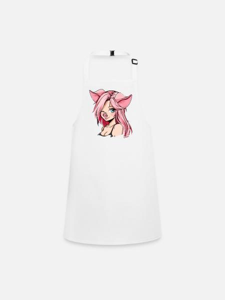 Un clin d'oeil, anime girl pigs - Tablier Enfant - blanc - Devant