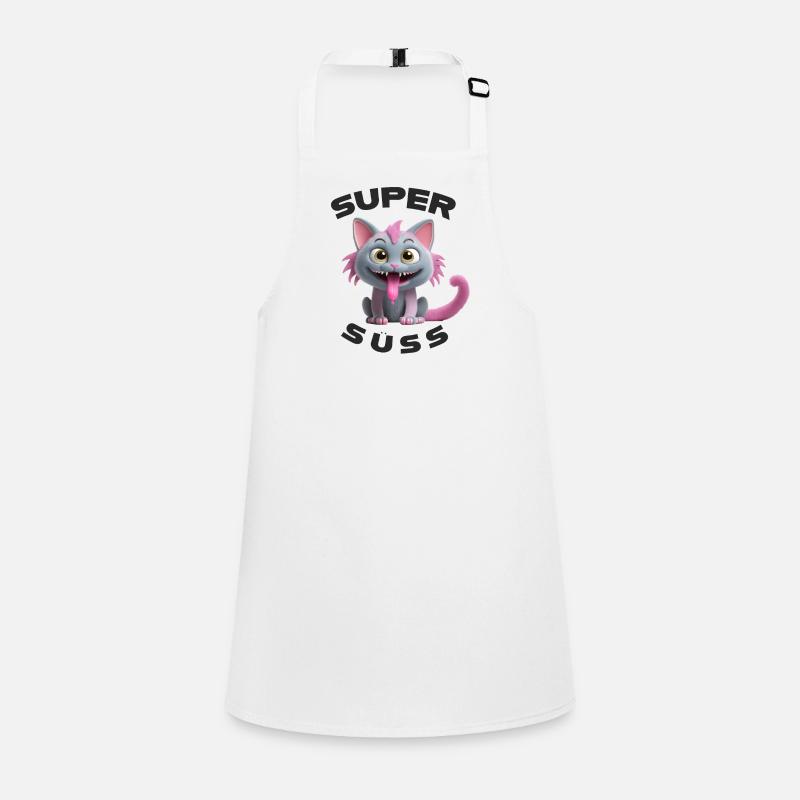 Super cute cat monster with long tongue Children's Apron