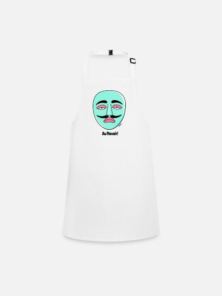 Masque et moustache à la française : Au Revoir - Tablier Enfant - blanc - Devant