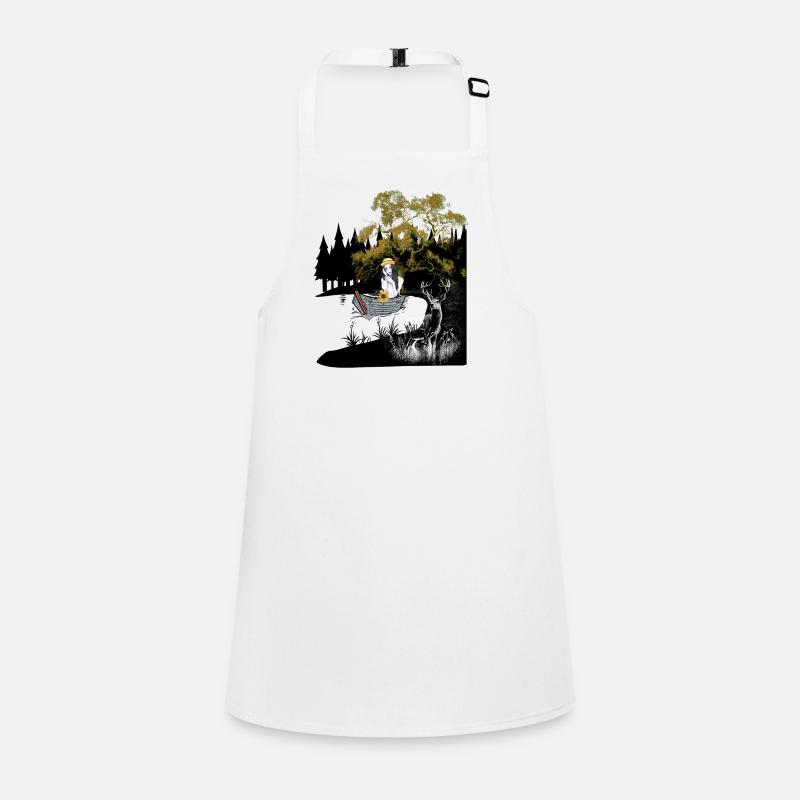 Sinnlich Mädchen Hirsch Boot Natur See Einsamkeit Schürze für Kinder