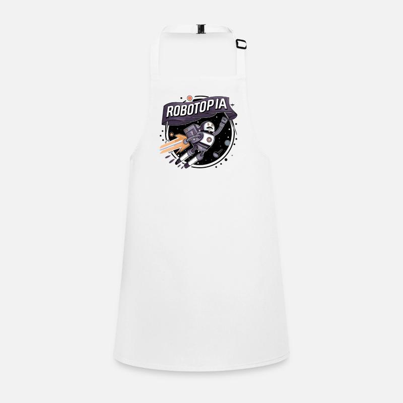 Robotopia Flag-Waving Space Jetpack Robot Art Children's Apron
