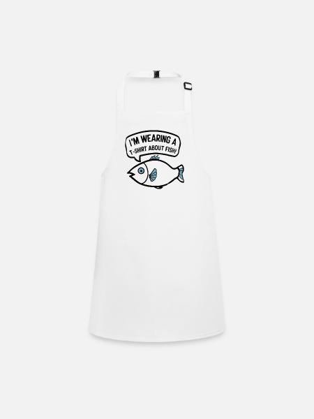 POISSON. JE PORTE UN T-SHIRT SUR LE THÈME DU POISSON - Tablier Enfant - blanc - Devant