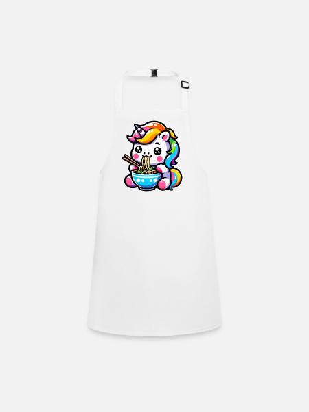 Japonais Kawaii Licorne Ramen Cuisine Asiatique - Tablier Enfant - blanc - Devant