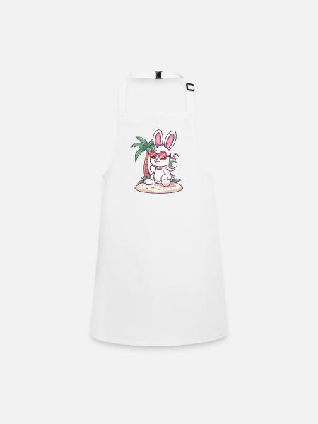 Bunny, Island, Summer, Palm - Children's Apron - white - Front