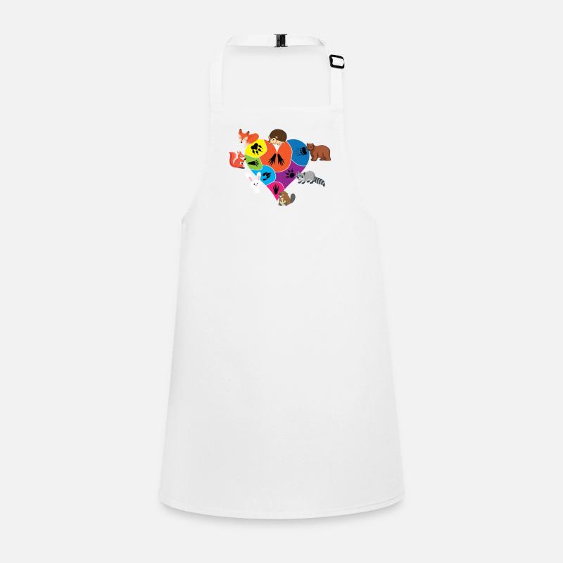 Pawprints Heart With Animals And Their Paws Funny Children's Apron