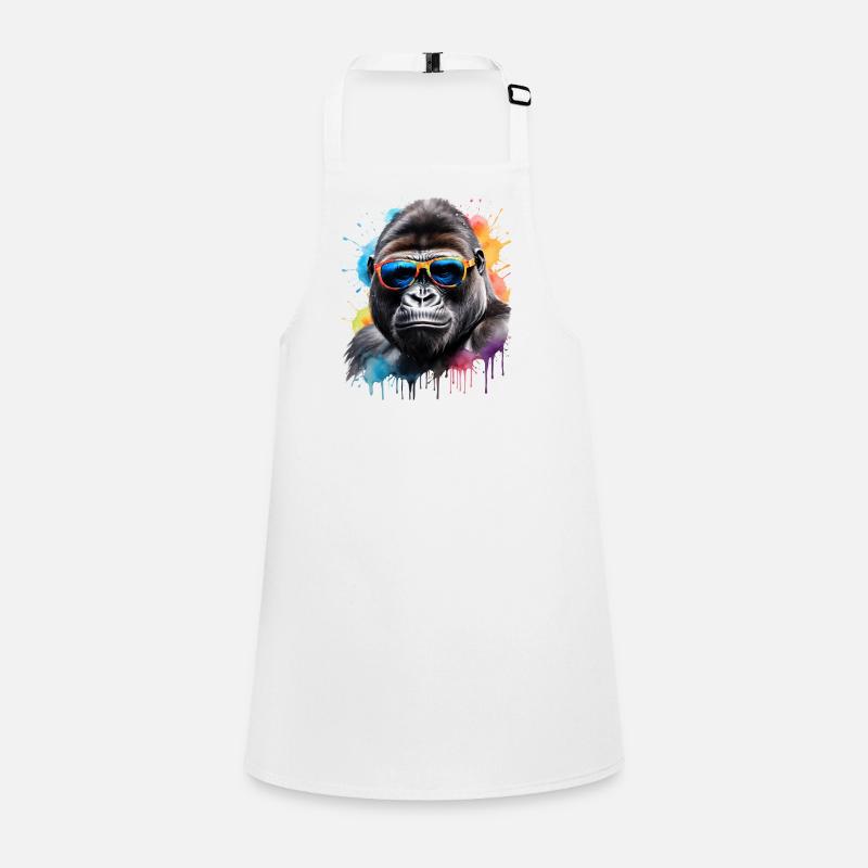Gorilla Sonnenbrille Affe Bunt Tier Design Print Schürze für Kinder