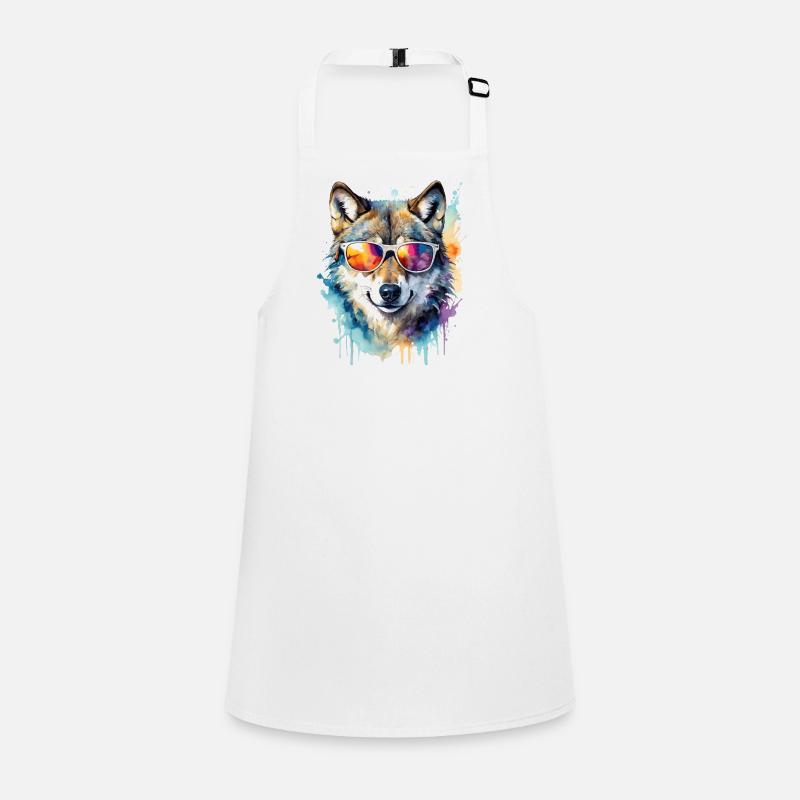 Wolf Sonnenbrille Bunt Tier Design Print Schürze für Kinder