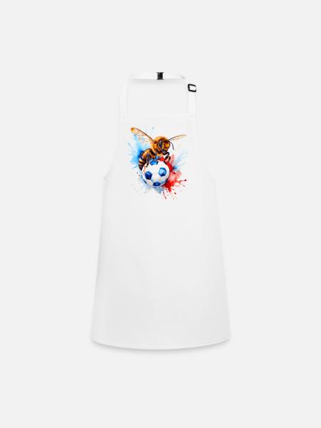 Bee Football Colorful Slovenia Slovenia Design Print - Children's Apron - white - Front