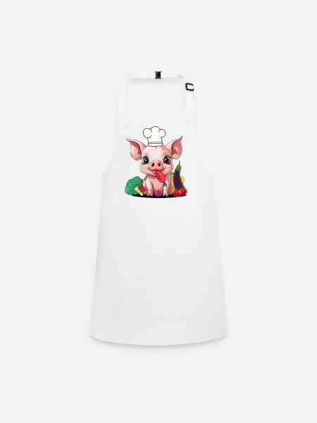 Cochon Légume Cuisinier Cuisinier Cuisinier Porcelet - Tablier Enfant - blanc - Devant