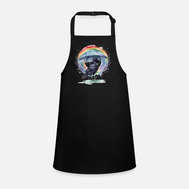 Rainbow Crow Crows Raven Raven Umbrella Children's Apron