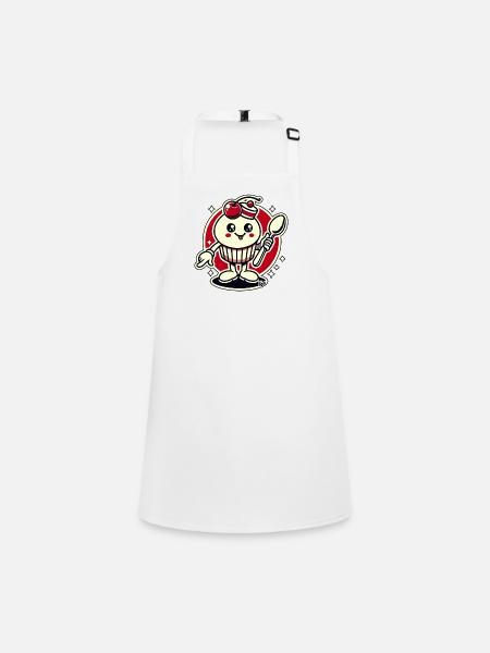 Cupcake Cherry Spoon Type - Children's Apron - white - Front