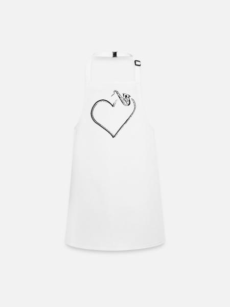 Saxophone Heart - Children's Apron - white - Front