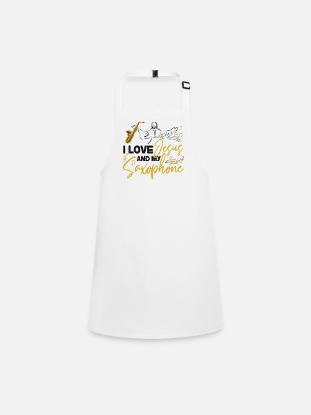 Saxophones Jesus Faith Christian I - Children's Apron - white - Front