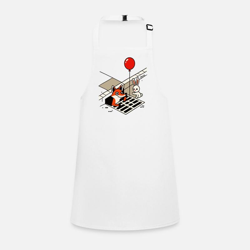 It's funny fox with balloon and rabbit in the drain Children's Apron