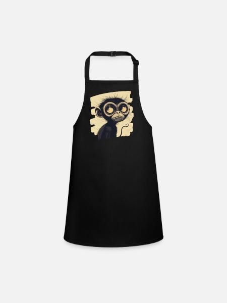 Monkey - Children's Apron - black - Front