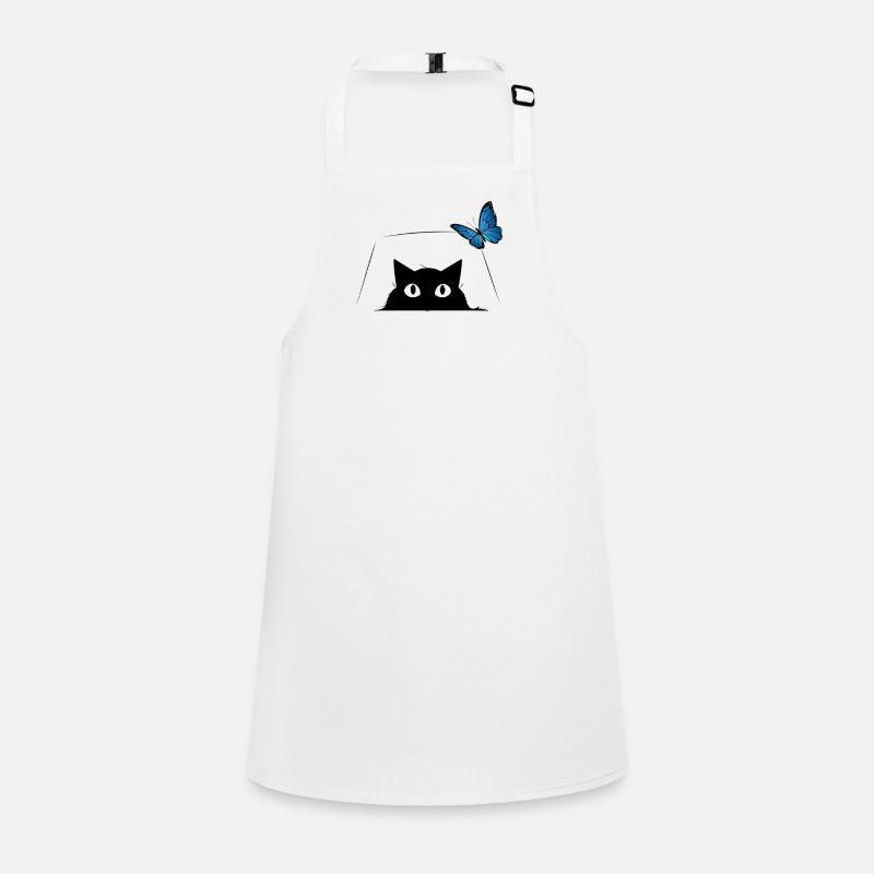 Chat mignon et papillon bleu Chat mignon Tablier Enfant