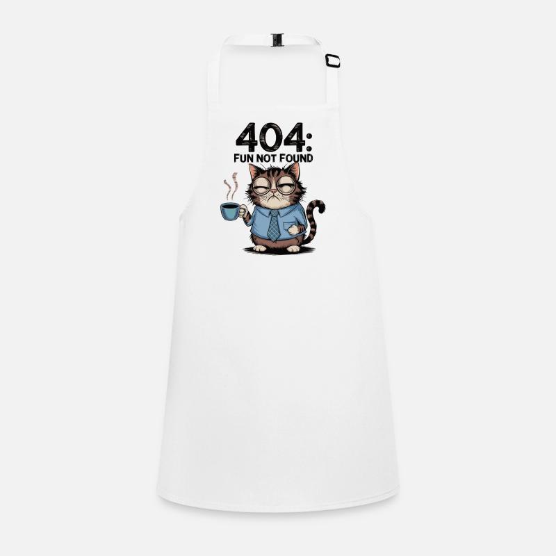 404 Fun Not Found - Café fatigué Chat Travail Mème Tablier Enfant