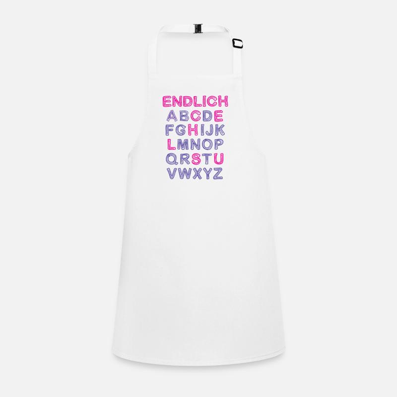 ENDLICH SCHULE Buchstaben ABC Outfit Schüler Schürze für Kinder