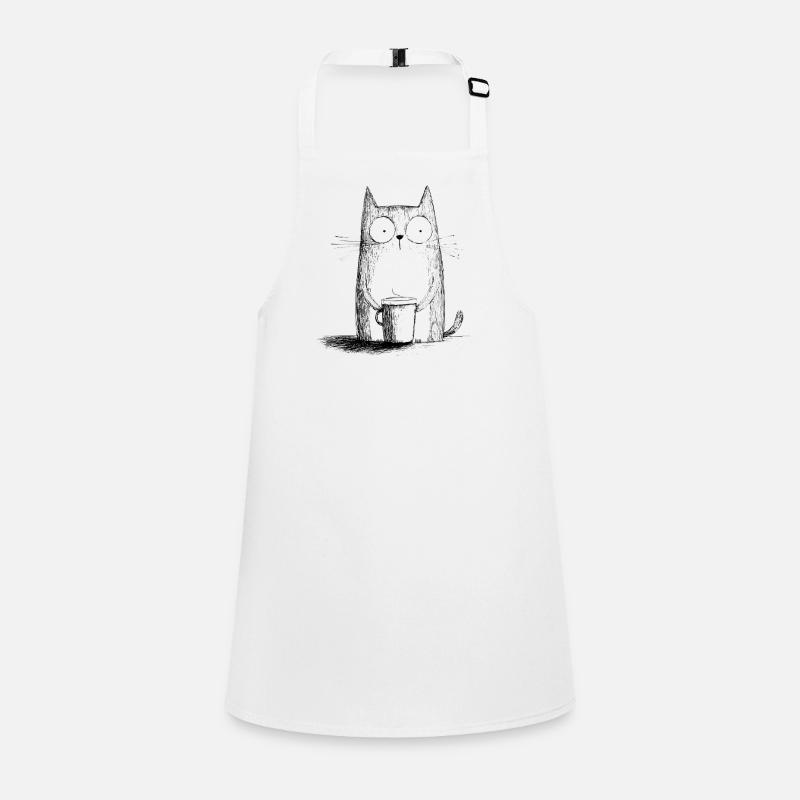 Chat émerveillé avec une tasse de café dans le style croquis Tablier Enfant