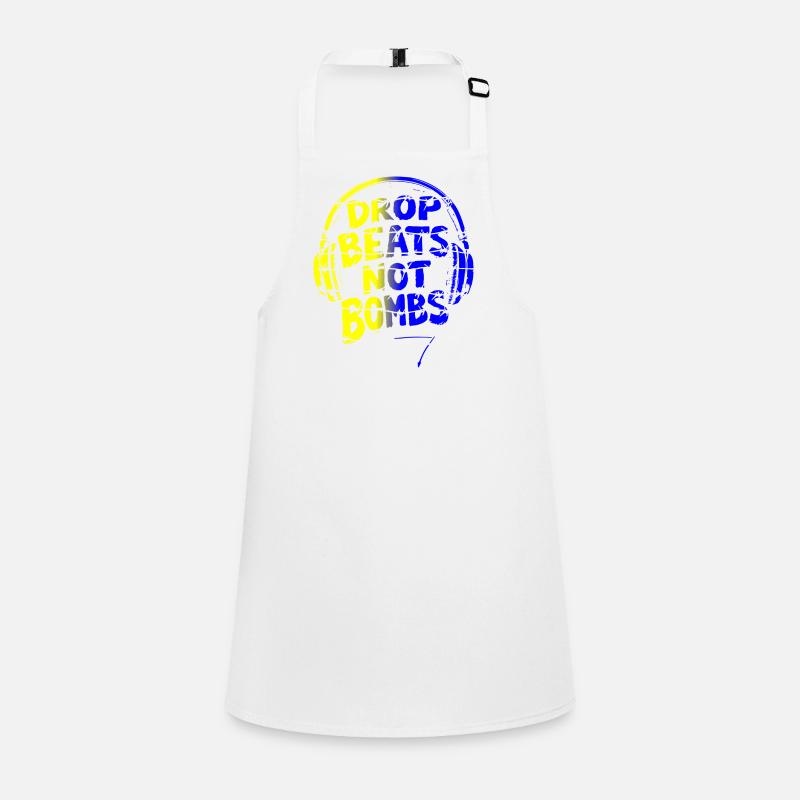 Drop Beats Not Bombs yellow blue Children's Apron