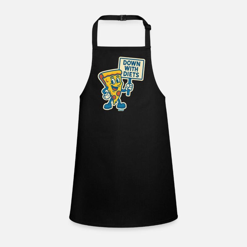 retro cartoon pizza protest: "Down with diets" Children's Apron